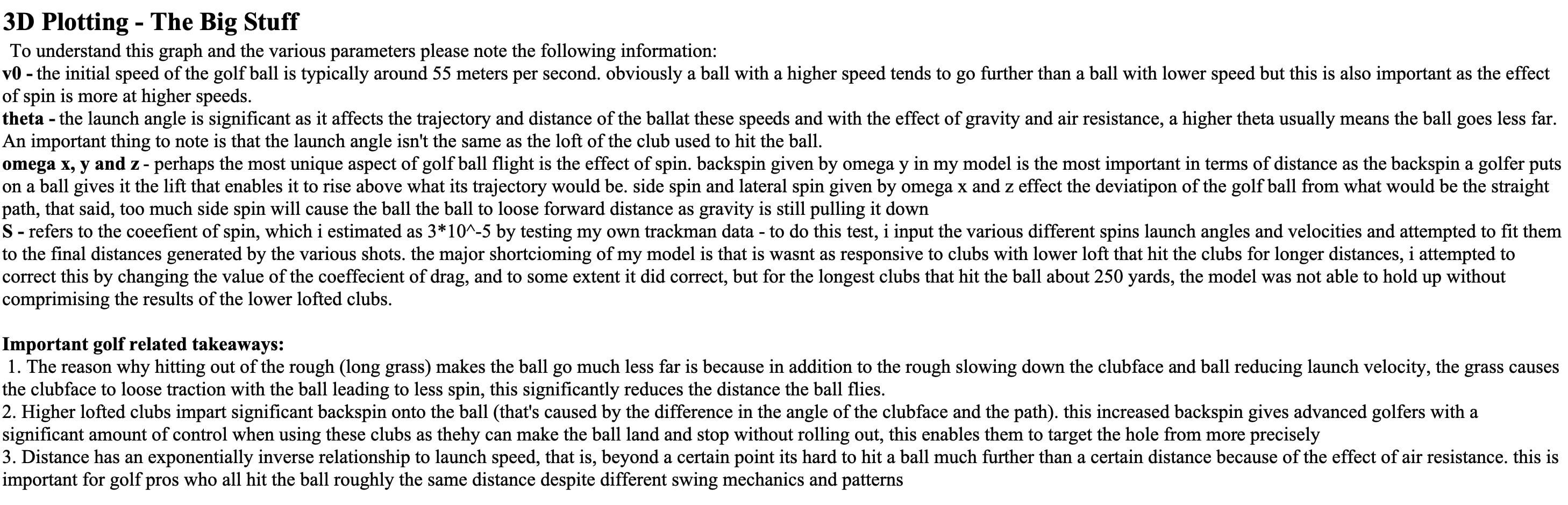 Notes on the plotting parameters and golf-relevant takeaways